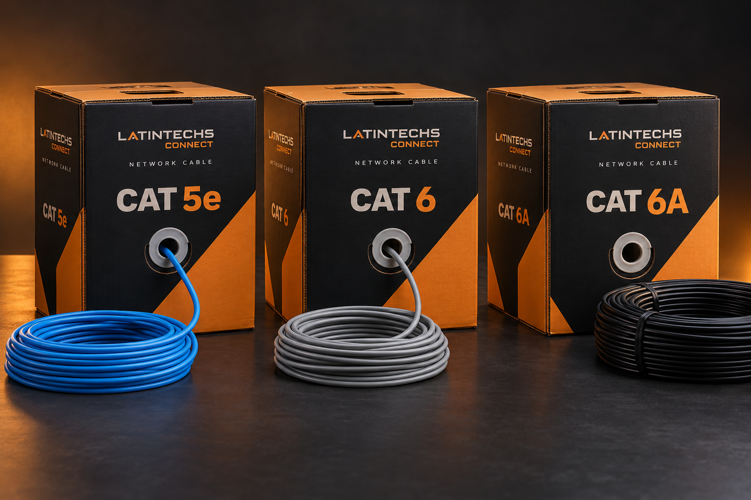 Cajas de cable de red Cat 5e, Cat 6 y Cat 6A Latintechs Connect